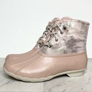 Sperry Saltwater Pink Camo Waterproof Duck Boot 12